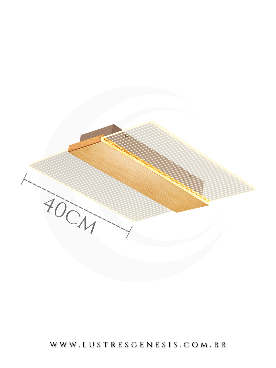 Lustre Plafon LED Contemporaneo Dourado e Acrilico DCX01188 40cm 32W 3000K Bivolt, Quartos, Cozinha, Sala de Jantar, Suite Master